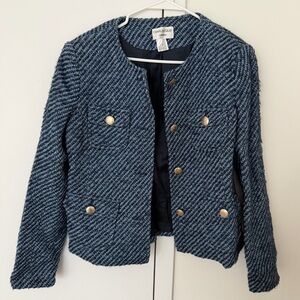Charles Gray London Blue Textured Jacket with Gold Buttons